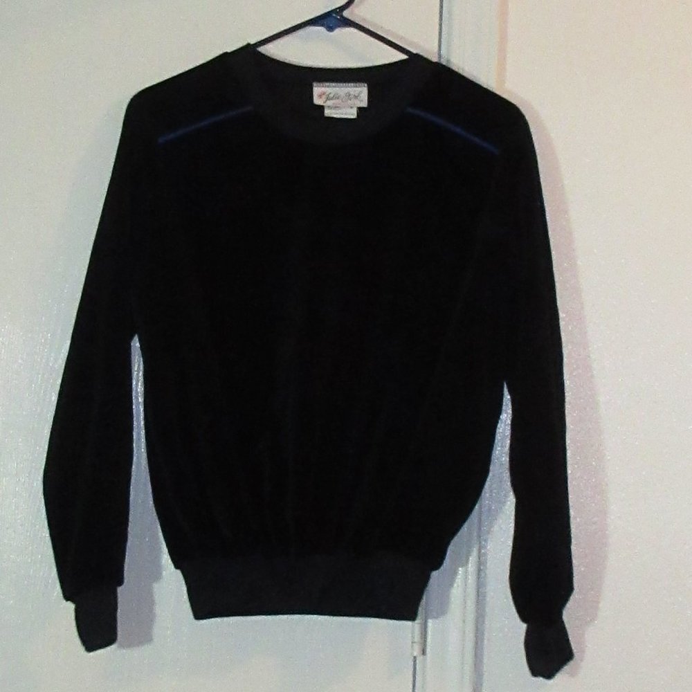Black Long Sleeve Velour Top Medium JULIE GIRL